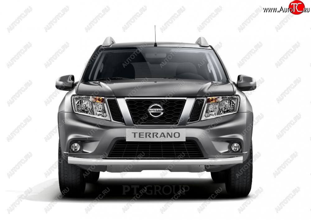 16 449 р. Защита переднего бампера (одинарная, Ø63 мм) Petroil Tuning Nissan Terrano D10 дорестайлинг (2013-2016) (Нержавеющая полированная сталь)  с доставкой в г. Омск