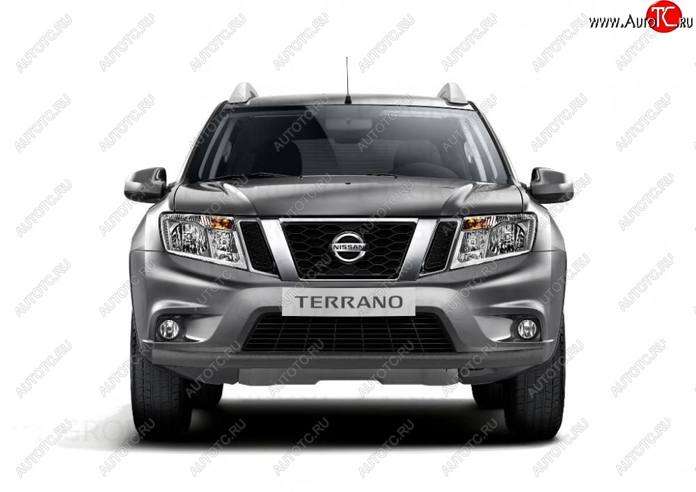 4 299 р. Защита переднего бампера (одинарная, Ø63 мм) Petroil Tuning Nissan Terrano D10 дорестайлинг (2013-2016) (Серебристый (Искра))  с доставкой в г. Омск