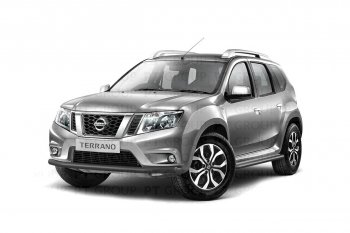 4 299 р. Защита переднего бампера (одинарная, Ø63 мм) Petroil Tuning Nissan Terrano D10 дорестайлинг (2013-2016) (Серебристый (Искра))  с доставкой в г. Омск. Увеличить фотографию 2