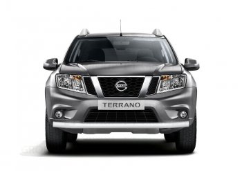 4 299 р. Защита переднего бампера (одинарная, Ø63 мм) Petroil Tuning Nissan Terrano D10 дорестайлинг (2013-2016) (Серебристый (Искра))  с доставкой в г. Омск. Увеличить фотографию 3