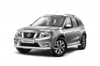 4 299 р. Защита переднего бампера (одинарная, Ø63 мм) Petroil Tuning Nissan Terrano D10 дорестайлинг (2013-2016) (Серебристый (Искра))  с доставкой в г. Омск. Увеличить фотографию 4