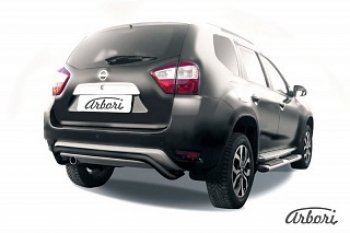 8 999 р. Защита заднего бампера Arbori (скоба, черная, 1 труба d57 mm).  Nissan Terrano  D10 (2013-2022) дорестайлинг, рестайлинг  с доставкой в г. Омск. Увеличить фотографию 1