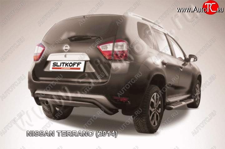 6 349 р. Защита задняя Slitkoff Nissan Terrano D10 дорестайлинг (2013-2016) (Цвет: серебристый)  с доставкой в г. Омск