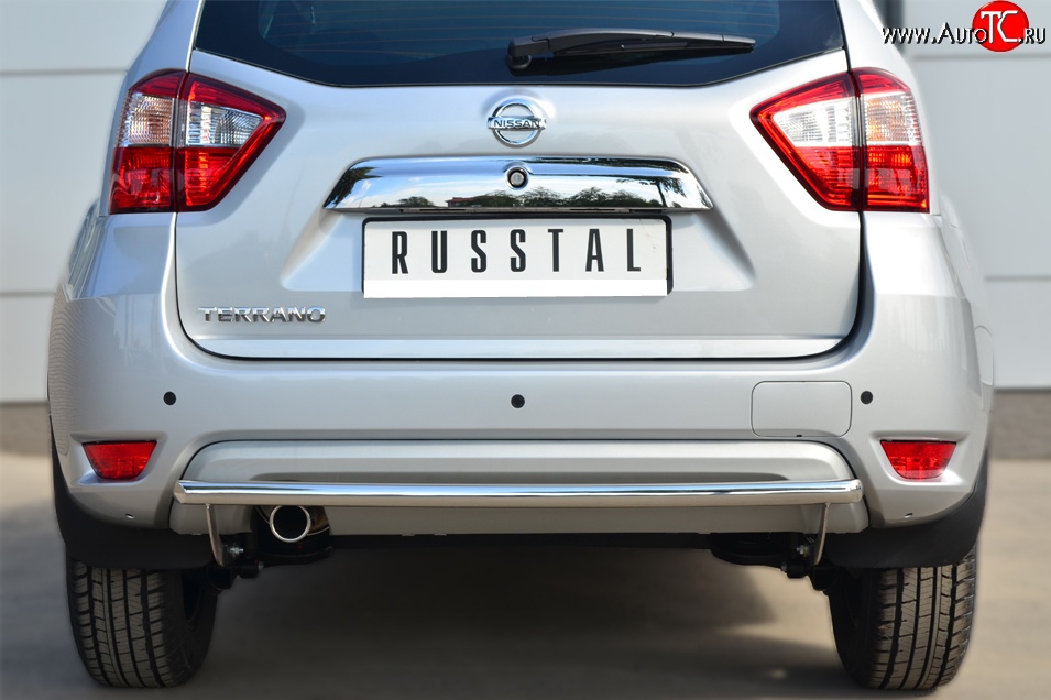 9 349 р. Одинарная защита заднего бампера из трубы диаметром 42 мм Russtal Nissan Terrano D10 дорестайлинг (2013-2016)  с доставкой в г. Омск