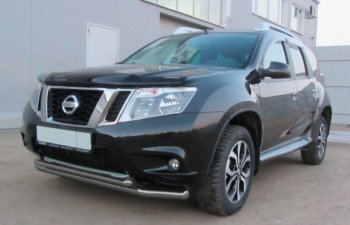 Защита переднего бампера Slitkoff (Ø 57+Ø 42, двойная). Nissan (Нисан) Terrano (Террано)  D10 (2013-2016) D10 дорестайлинг