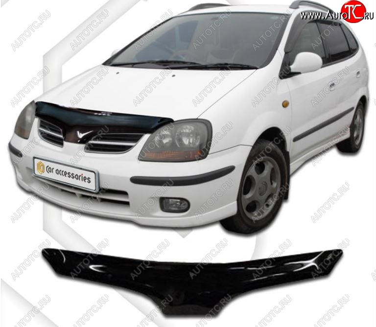 2 079 р. Дефлектор капота CA-Plastic  Nissan Tino (1998-2003) V10 доресталийнг (Classic черный, Без надписи)  с доставкой в г. Омск