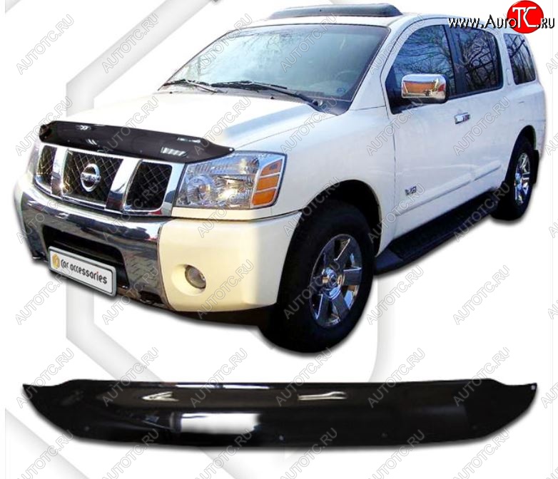 1 999 р. Дефлектор капота CA-Plastiс  Nissan titan (2003-2015) (Classic черный, Без надписи)  с доставкой в г. Омск