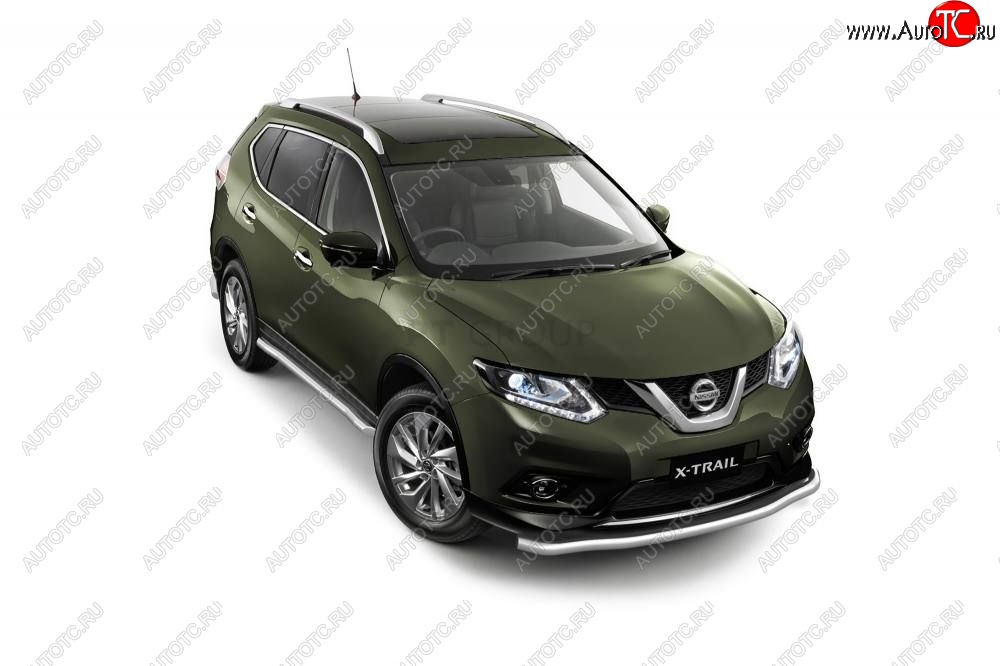 25 699 р. Защита порогов вогнутая из трубы Ø63 Petroil Tuning Nissan X-trail 3 T32 рестайлинг (2017-2022) (Нержавеющая полированная сталь)  с доставкой в г. Омск