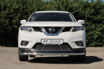 7 699 р. Накладка на решетку переднего бампера Petroil Tuning Nissan X-trail 3 T32 дорестайлинг (2013-2018) (Без парктроника)  с доставкой в г. Омск. Увеличить фотографию 4