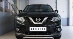 Защита переднего бампера (Ø42 мм волна, нержавейка) SLITKOFF Nissan X-trail 3 T32 дорестайлинг (2013-2018)