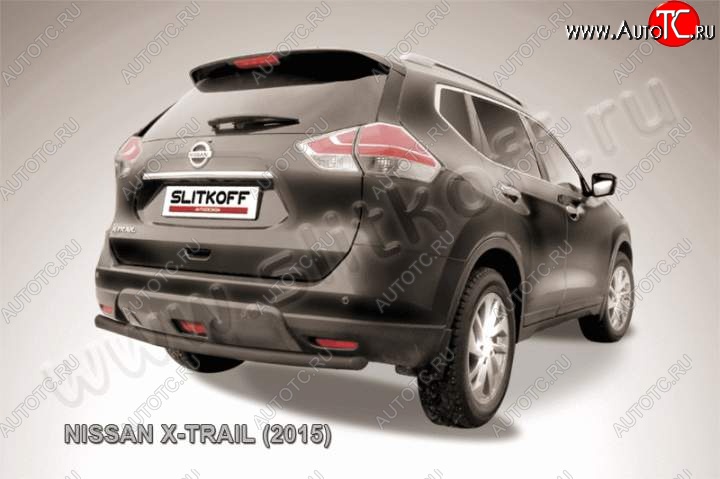 6 599 р. Защита задняя Slitkoff  Nissan X-trail  3 T32 (2017-2022) рестайлинг (Цвет: серебристый)  с доставкой в г. Омск