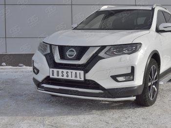 11 999 р. Защита переднего бампера (Ø42 мм, нержавейка) SLITKOFF Nissan X-trail 3 T32 дорестайлинг (2013-2018)  с доставкой в г. Омск. Увеличить фотографию 4