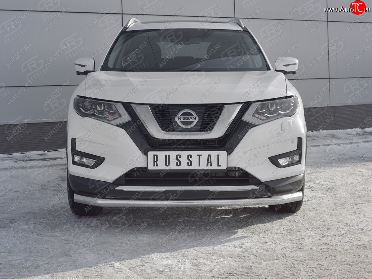 18 299 р. Защита переднего бампера (Ø63 мм, нержавейка) SLITKOFF Nissan X-trail 3 T32 дорестайлинг (2013-2018)  с доставкой в г. Омск