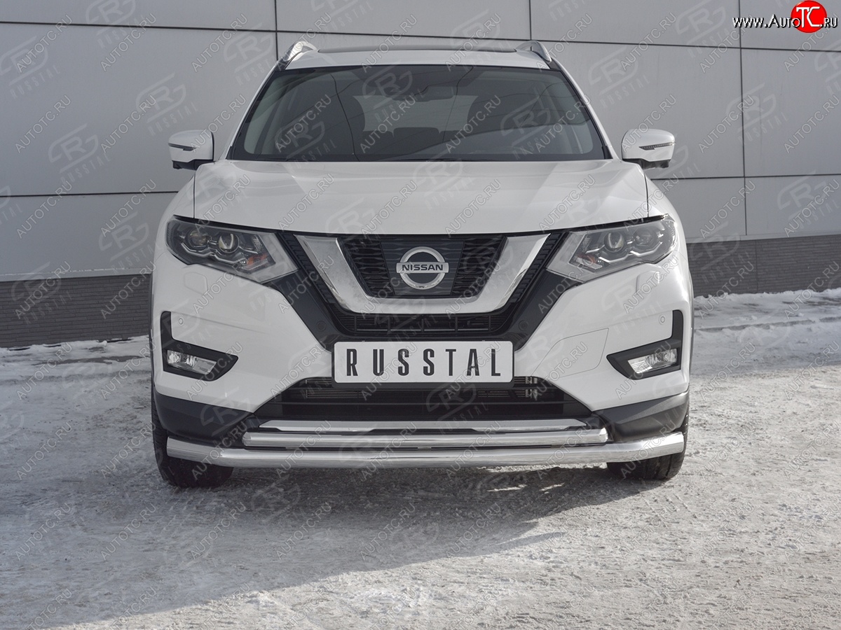 15 799 р. Защита переднего бампера (Ø63 и 42 мм) Nissan X-trail 3 T32 дорестайлинг (2013-2018)  с доставкой в г. Омск