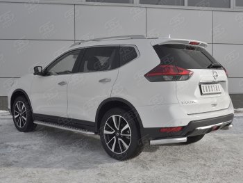 13 199 р. Защита заднего бампера (Ø63 мм уголки, нержавейка) SLITKOFF  Nissan X-trail  3 T32 (2017-2022) рестайлинг  с доставкой в г. Омск. Увеличить фотографию 2