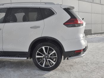 13 199 р. Защита заднего бампера (Ø63 мм уголки, нержавейка) SLITKOFF  Nissan X-trail  3 T32 (2017-2022) рестайлинг  с доставкой в г. Омск. Увеличить фотографию 3