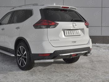 13 199 р. Защита заднего бампера (Ø63 мм уголки, нержавейка) SLITKOFF  Nissan X-trail  3 T32 (2017-2022) рестайлинг  с доставкой в г. Омск. Увеличить фотографию 4