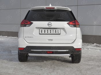 7 899 р. Защита заднего бампера (Ø63 мм, нержавейка) Russtal  Nissan X-trail  3 T32 (2017-2022) рестайлинг  с доставкой в г. Омск. Увеличить фотографию 1