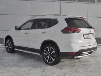 14 599 р. Защита заднего бампера (Ø63 и 42 мм , нержавейка) RUSSTAL  Nissan X-trail  3 T32 (2017-2022) рестайлинг  с доставкой в г. Омск. Увеличить фотографию 2