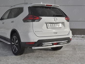 14 599 р. Защита заднего бампера (Ø63 и 42 мм , нержавейка) RUSSTAL  Nissan X-trail  3 T32 (2017-2022) рестайлинг  с доставкой в г. Омск. Увеличить фотографию 4