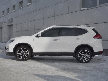 15 299 р. Защита порогов (Ø75x42 мм с проступью) Russtal Nissan X-trail 3 T32 рестайлинг (2017-2022)  с доставкой в г. Омск. Увеличить фотографию 2