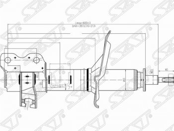 Левый амортизатор задний SAT Nissan (Нисан) X-trail (Х-трейл)  1 T30 (2000-2003) 1 T30 дорестайлинг