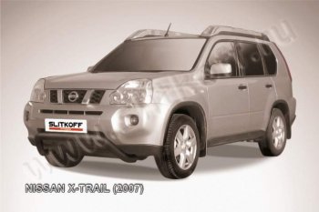 17 999 р. Кенгурятник d76 низкий мини  Nissan X-trail  2 T31 (2007-2011) дорестайлинг (Цвет: серебристый)  с доставкой в г. Омск. Увеличить фотографию 1