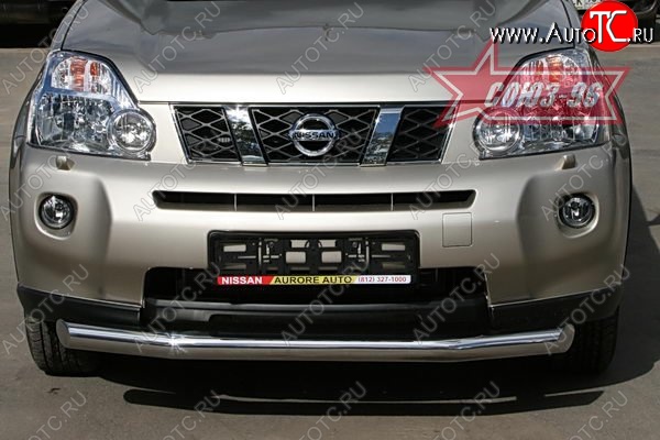 1 052 р. Защита переднего бампера одинарная Souz-96 (d76) Nissan X-trail 2 T31 дорестайлинг (2007-2011)  с доставкой в г. Омск