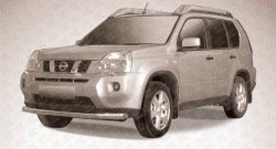 11 699 р. Одинарная защита переднего бампера диаметром 76 мм Slitkoff  Nissan X-trail  2 T31 (2007-2011) дорестайлинг (Цвет: нержавеющая полированная сталь)  с доставкой в г. Омск. Увеличить фотографию 1