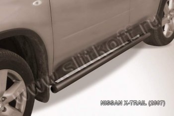 9 899 р. Защита порогов Slitkoff Nissan X-trail 2 T31 дорестайлинг (2007-2011) (Цвет: серебристый)  с доставкой в г. Омск. Увеличить фотографию 1