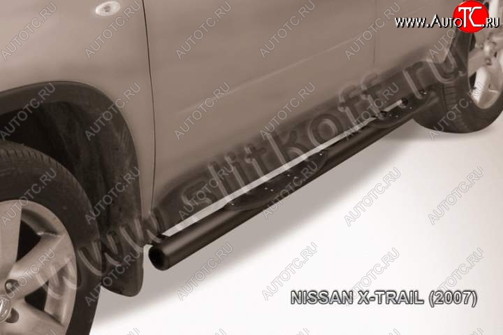 12 399 р. Защита порогов Slitkoff Nissan X-trail 2 T31 дорестайлинг (2007-2011) (Цвет: серебристый)  с доставкой в г. Омск