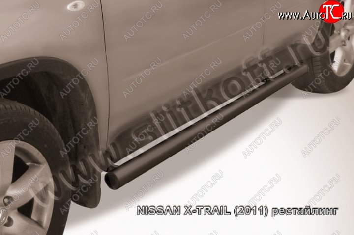 9 199 р. Защита порогов Slitkoff  Nissan X-trail  2 T31 (2007-2011) дорестайлинг (Цвет: серебристый)  с доставкой в г. Омск