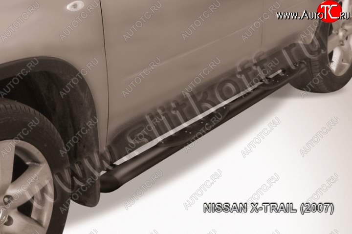 13 599 р. Пороги d76 с проступями со скосами  Nissan X-trail  2 T31 (2007-2011) дорестайлинг (Цвет: серебристый)  с доставкой в г. Омск