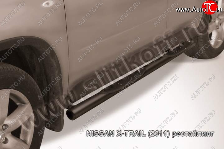 15 799 р. Защита порогов Slitkoff Nissan X-trail 2 T31 дорестайлинг (2007-2011) (Цвет: серебристый)  с доставкой в г. Омск