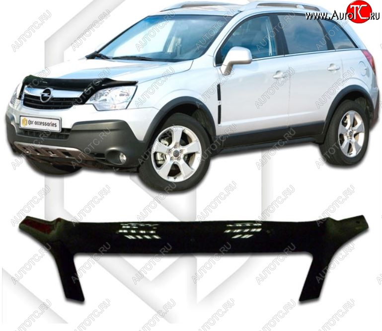 2 479 р. Дефлектор капота CA-Plastiс  Opel Antara (2006-2015) рестайлинг (Classic черный, Без надписи)  с доставкой в г. Омск