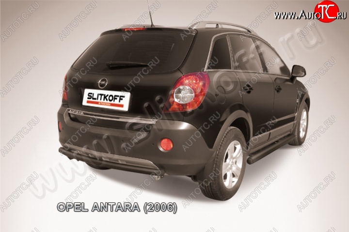 5 999 р. Защита задняя Slitkoff  Opel Antara (2006-2010) (Цвет: серебристый)  с доставкой в г. Омск