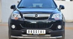 14 899 р. Защита переднего бампера (2 трубыØ63 и 42 мм, нержавейка) SLITKOFF  Opel Antara (2010-2015) рестайлинг  с доставкой в г. Омск. Увеличить фотографию 2