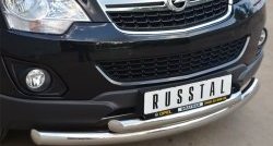 20 399 р. Защита переднего бампера (2 трубыØ76 и 63 мм, нержавейка) SLITKOFF Opel Antara рестайлинг (2010-2015)  с доставкой в г. Омск. Увеличить фотографию 2