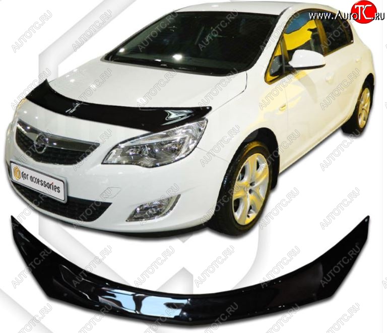 2 489 р. Дефлектор капота CA-Plastiс  Opel Astra  J (2012-2017) хэтчбек 5 дв.  рестайлинг (Classic черный, Без надписи)  с доставкой в г. Омск