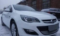 1 539 р. Сетка на бампер Russtal (хром) Opel Astra J хэтчбек 5 дв.  рестайлинг (2012-2017)  с доставкой в г. Омск. Увеличить фотографию 2