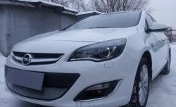 1 539 р. Сетка на бампер Russtal (хром) Opel Astra J хэтчбек 5 дв.  рестайлинг (2012-2017)  с доставкой в г. Омск. Увеличить фотографию 3