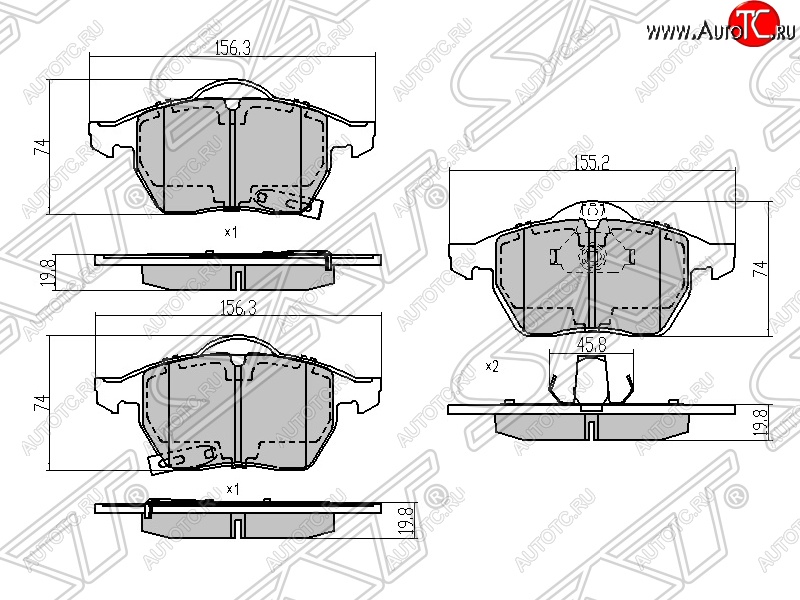 1 029 р. Колодки тормозные SAT (передние) Opel Zafira В рестайлинг (2007-2015)  с доставкой в г. Омск