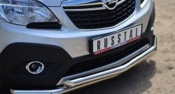 15 849 р. Защита переднего бампера (2 трубыØ63 мм, нержавейка) SLITKOFF  Opel Mokka (2012-2016)  дорестайлинг  с доставкой в г. Омск. Увеличить фотографию 2