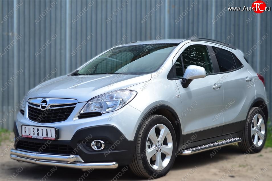 30 999 р. Защита порогов из круглой трубы диаметром 42 мм SLITKOFF v3  Opel Mokka (2012-2016)  дорестайлинг  с доставкой в г. Омск