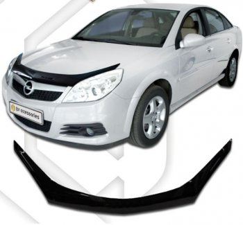 2 199 р. Дефлектор капота CA-Plastiс  Opel Vectra  C (2005-2008) лифтбэк рестайлинг, седан рестайлинг, универсал рестайлинг (Classic черный, Без надписи)  с доставкой в г. Омск. Увеличить фотографию 1