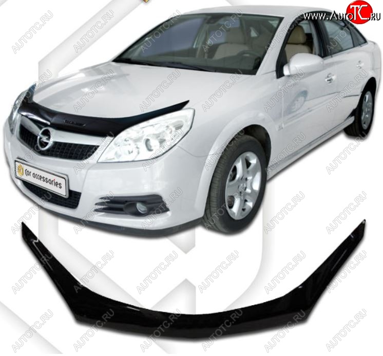 2 199 р. Дефлектор капота CA-Plastiс  Opel Vectra  C (2005-2008) лифтбэк рестайлинг, седан рестайлинг, универсал рестайлинг (Classic черный, Без надписи)  с доставкой в г. Омск