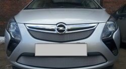 1 539 р. Нижняя сетка на бампер Russtal (хром)  Opel Zafira  С (2011-2016) дорестайлинг  с доставкой в г. Омск. Увеличить фотографию 1