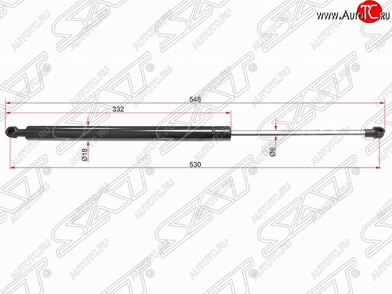 639 р. Газовый упор крышки багажника SAT  Peugeot 308  T7 (2007-2011), SSANGYONG Kyron (2005-2016)  с доставкой в г. Омск