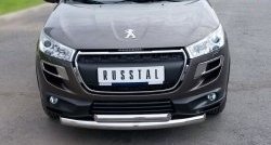 Защита переднего бампера (2 трубыØ76 и 63 мм, нержавейка) Russtal Peugeot 4008 (2012-2017)