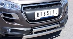 22 299 р. Защита переднего бампера (2 трубыØ75х42 мм, нержавейка) Russtal Peugeot 4008 (2012-2017)  с доставкой в г. Омск. Увеличить фотографию 2